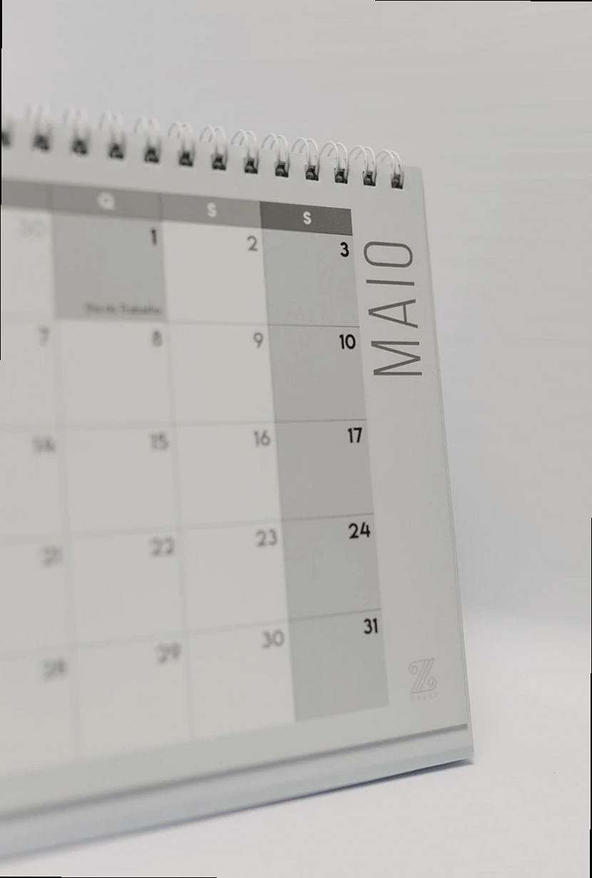 A sleek and modern calendar page highlighting the month of May, emphasizing clean design.